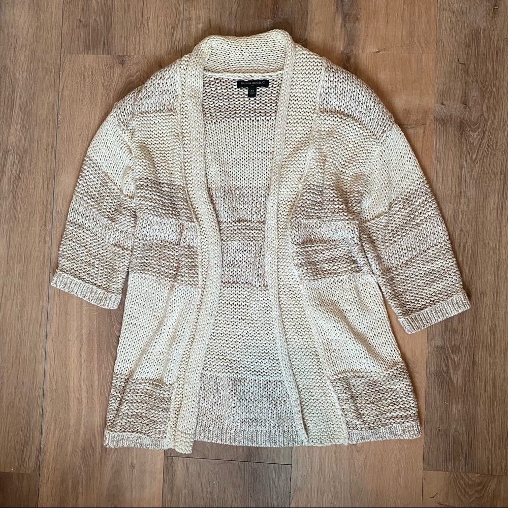 Banana Republic Cream Cardigan - 3/4 sleeve Extra Small